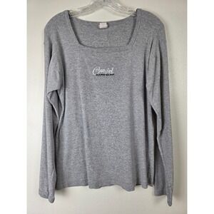 Cowgirl Hardware Shirt Womens XL Gray Long Sleeve Square Neck Top Casual Ranch